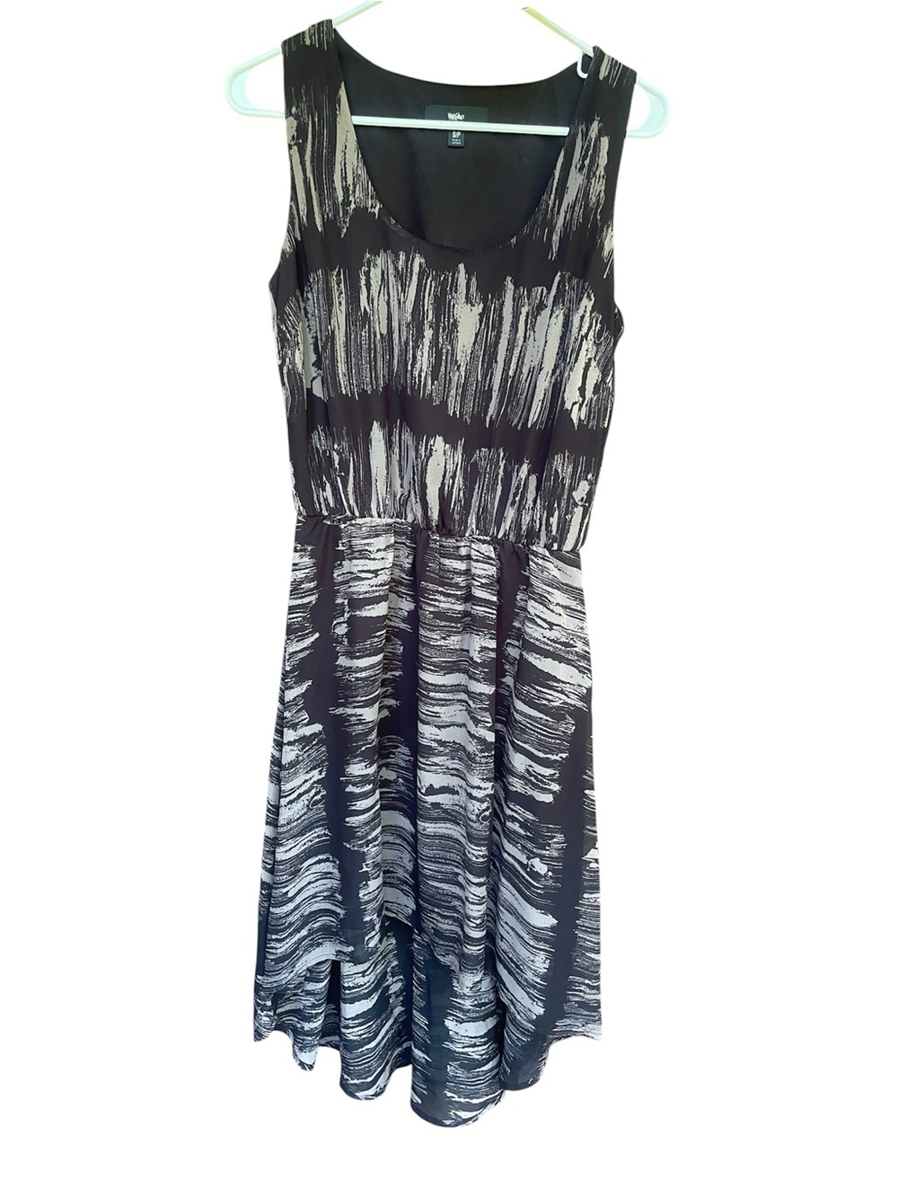 Massimo Black and Gray High-Low Brushstroke Dress